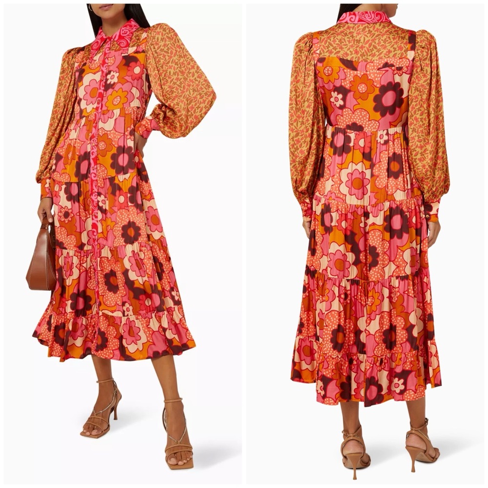 CeliaB Monte Rosa Printed Maxi Dress in Satin Size XS